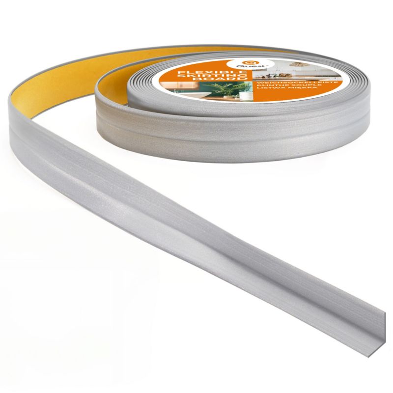 Listwa wykończeniowa PCV 10x10 mm, samoprzylepna, elastyczna, miękka taśma dekoracyjna, srebrny, 5 m