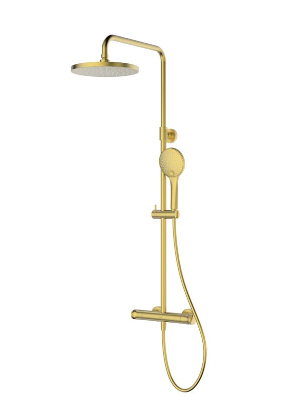 Zestaw prysznicowy Oltens Vatten termostatyczny złoto szczotkowane z deszczownicą 1 szt.