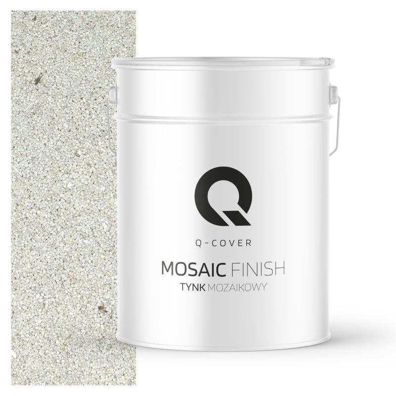 Tynk Mozaikowy Q-Cover Biały ze srebrną miką M07 12.5KG