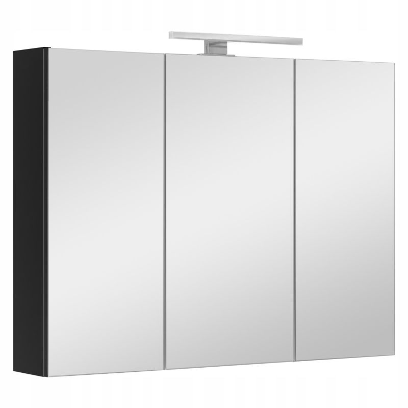 Szafka łazienkowa z lustrem MyFurni, 80 cm, czarna matowa, oświetlenie LED, wisząca, lustrzana, 1 kpl.