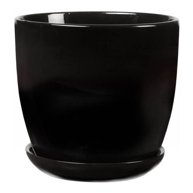 Doniczka z podstawką 13 cm czarna