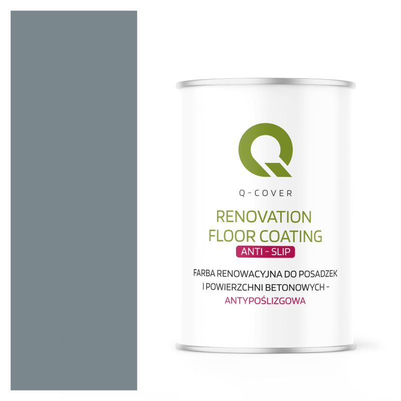 Farba Antypoślizgowa do Posadzek i Powierzchni Betonowych Renowacyjna Q-Cover Wiewiórka Szara RAL7000 1L