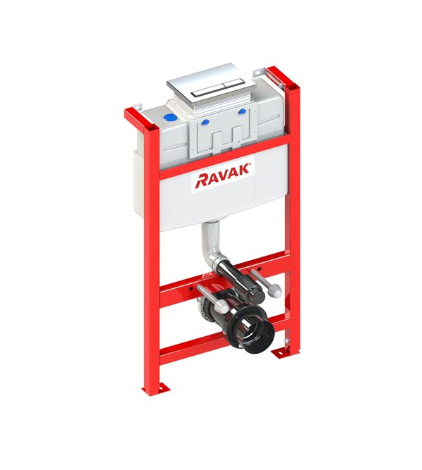 Stelaż podtynkowy WC Ravak Smart Special niski i przycisk chrom M08 prostokątny bez dozownika 1 szt