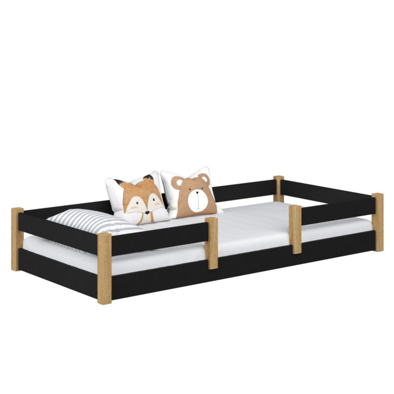 Drewniane łóżko N-WOOD niskie N01 czarno dębowy 80x180 1szt.
