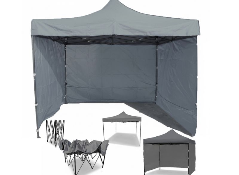 Extra Namiot ogrodowy 3x3 Mocne Namioty 34 kg Pawilon Handlowy ekspresowy targowy składany automatyczny imprezowy Szary 1 szt.