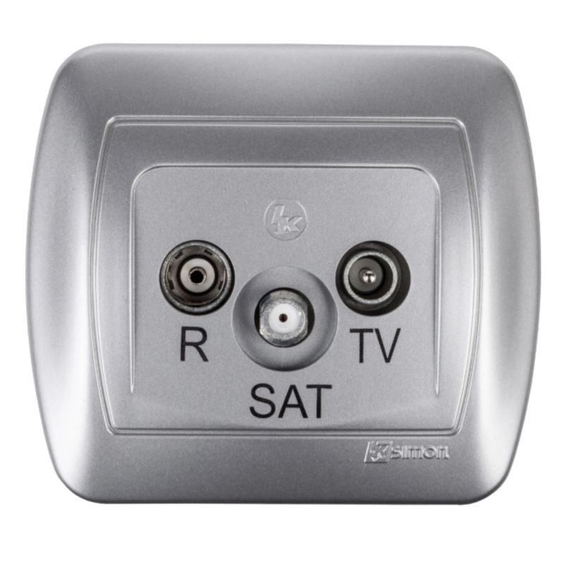 Gniazdo Antenowe Końcowe 1X Simon Akord RTV/SAT Aluminium Podtynkowe 1 szt.