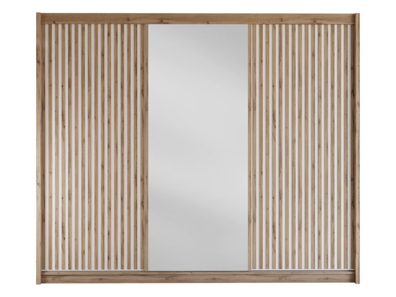 Szafa przesuwna z lustrem MIRJAN 24 London 250 biały + dąb wotan 1 szt.