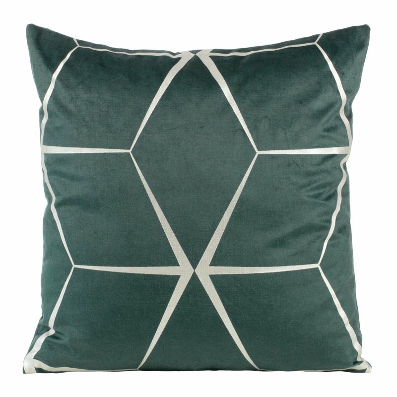 Poszewka BLINK 28 Eurofirany 45 x 45 cm ciemnomiętowa welwetowa z geometrycznym nadrukiem 1 szt.