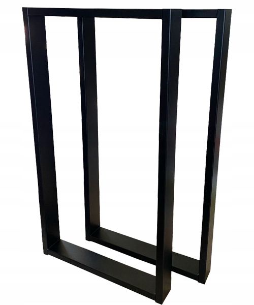 Nogi metalowe do stołu Loft Industrial czarne 40x100 cm Profil 6x2 cm 2 szt DREWik