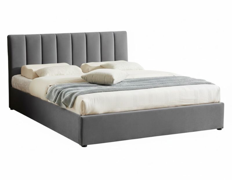 Łóżko Signal tapicerowane MONTREAL VELVET 140x200 szare z pojemnikiem 1 szt