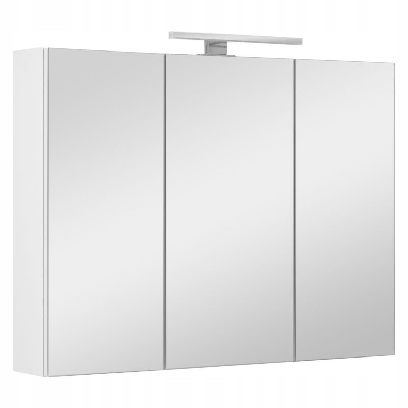 Szafka łazienkowa z lustrem MyFurni, 80 cm, biała połysk, oświetlenie LED, wisząca, lustrzana, 1 kpl.