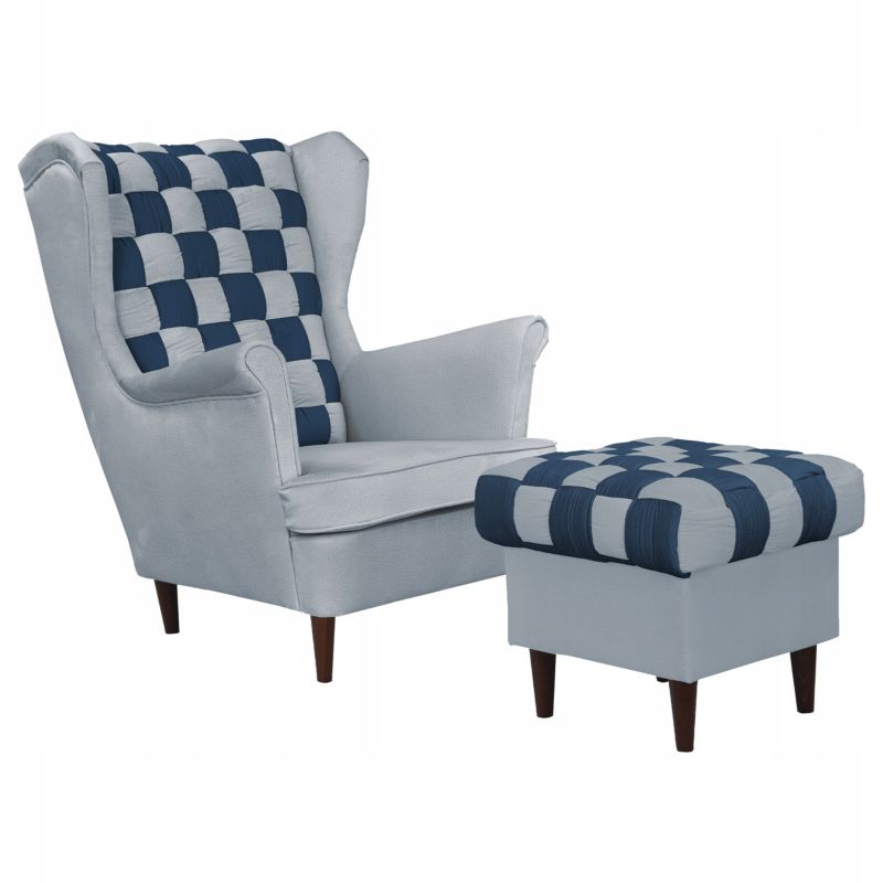 Fotel uszak do salonu Family Meble Carol Duo granat szary 1szt