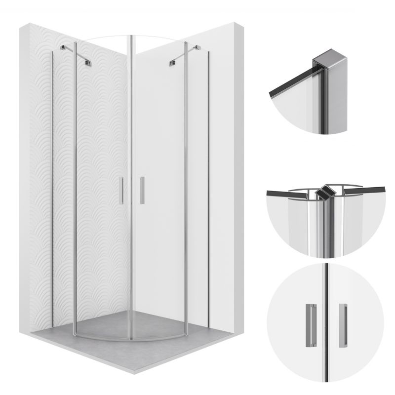 Kabina prysznicowa SEVANTE 90x90 półokrągła uchylna FONTANA chrom 1 szt.