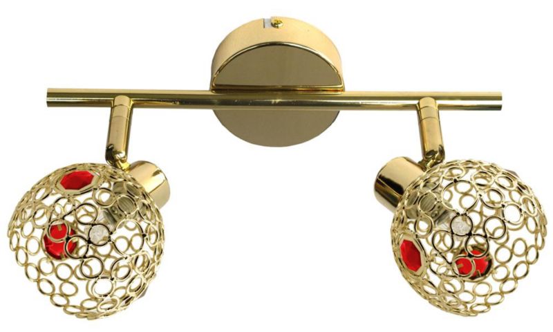 Lampa sufitowa czerwone kryształki Candellux Aron mosiężno-złota 2xG9x40W IP20 wym:17x37x37cm - 1 szt.