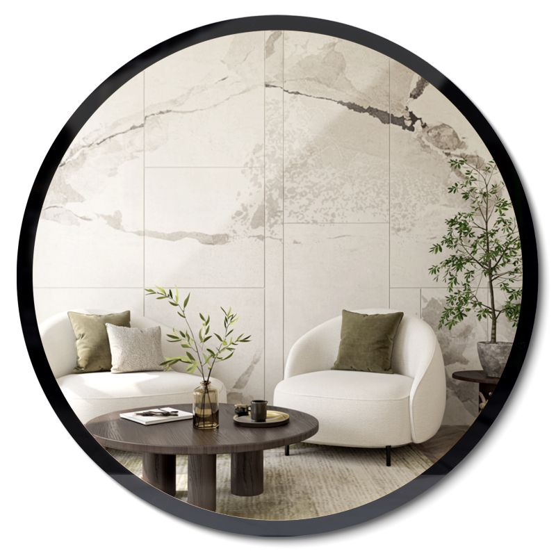 Lustro Okrągłe ArtPrintCave 40 cm Ścienne z Czarną Obwódką Idealne Do Nowoczesnych Wnętrz 1 szt.