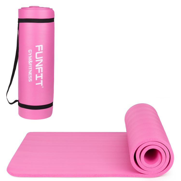 Mata FUNFIT GYM&FITNESS do jogi ćwiczeń fitness 183x61 cm materac do pilates, różowy 1 szt.