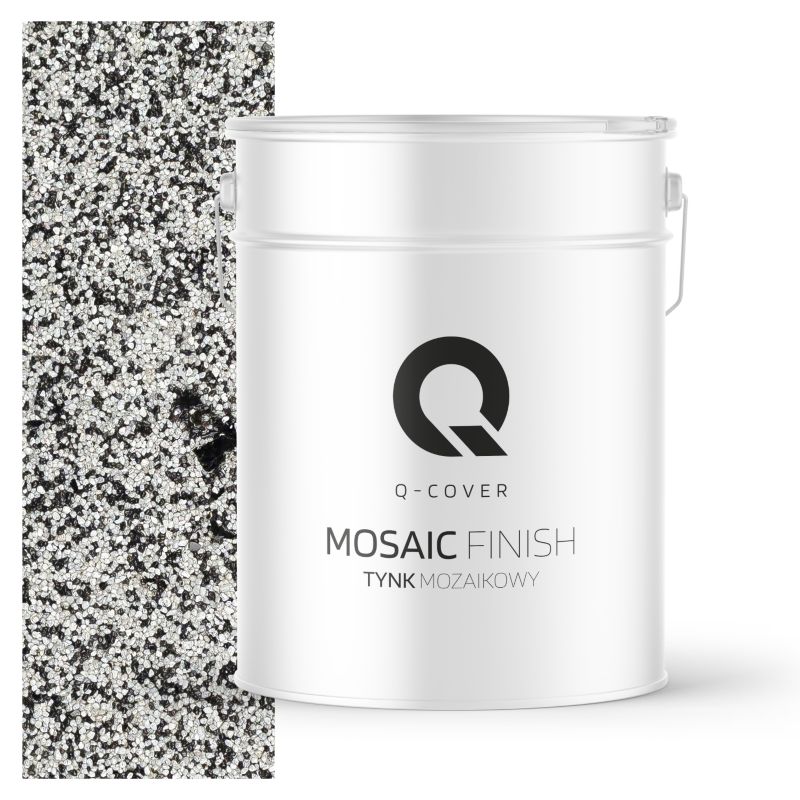 Tynk Mozaikowy Q-Cover Biało-czarny z czarną miką M24 12.5KG