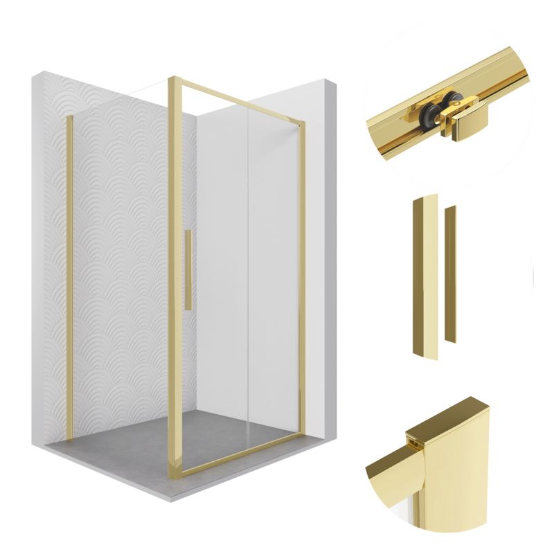 Kabina prysznicowa SEVANTE 120x80 prostokątna przesuwna PYRUS złota 1 szt.