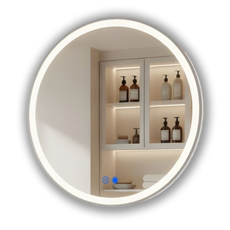 Lustro łazienkowe LED okrągłe 60 cm ARTFORMA podświetlane, antypara, dotykowe, srebrne szczotkowane