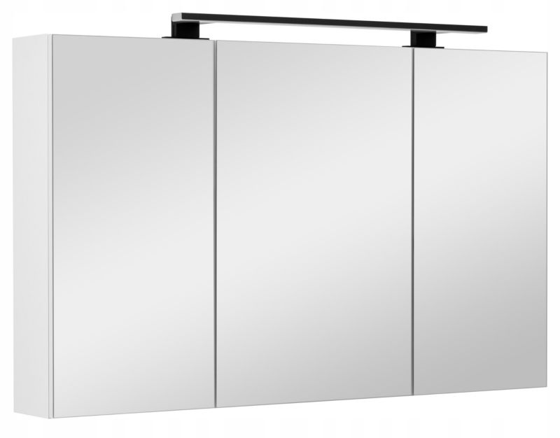 Szafka łazienkowa z lustrem MyFurni, 100 cm, biała połysk, oświetlenie LED, wisząca, lustrzana, 1 kpl.