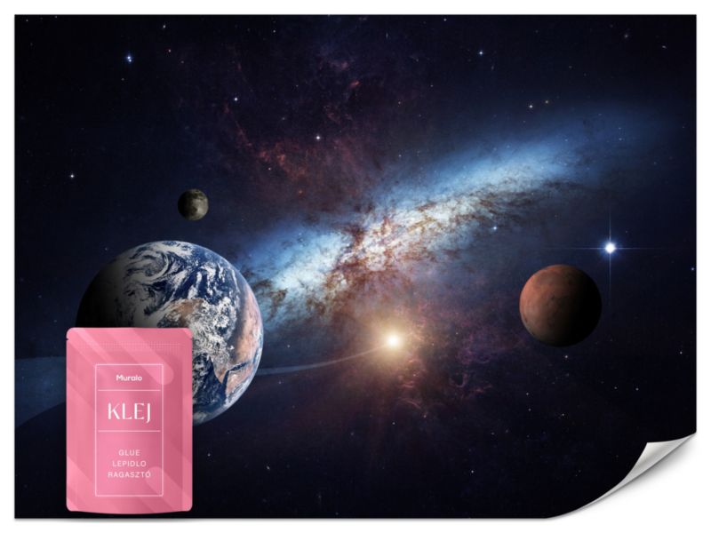 Fototapeta Muralo Planety na Tle Galaktyki Spiralnej 500x350 cm 1szt.