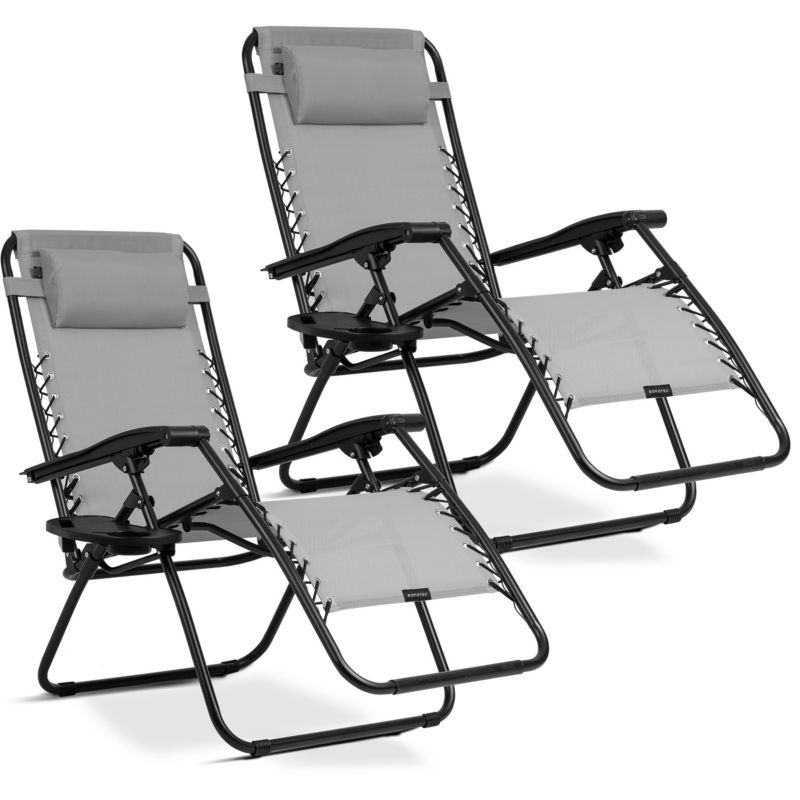 Leżak ogrodowy grawitacyjny Sofotel 110x102x60 cm plażowy składany na taras balkon 2 szt.