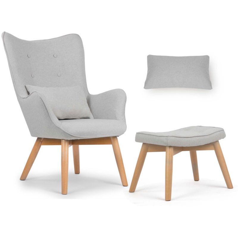 Fotel uszak Sofotel Norse 2041 jasny szary + podnóżek 1 szt.