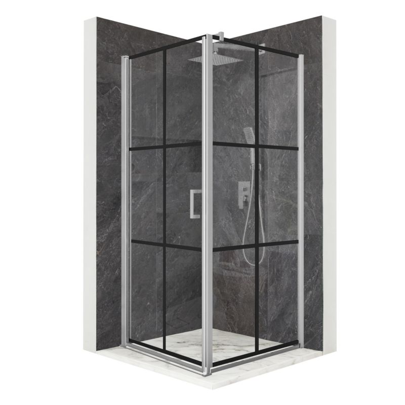 Kabina prysznicowa kwadratowa TECHGLOBE skrzydłowa srebrna 90x90 szkło 6mm + powłoka 1 szt.