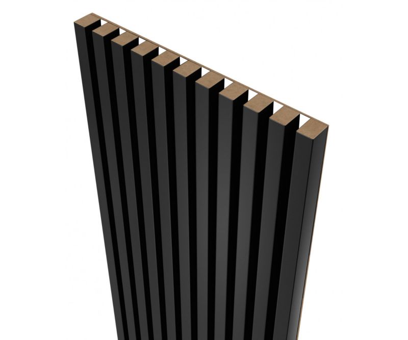 Lamele czarne (struktura drewna) na białej płycie 18,5 x 275 cm Mebano PRO 4 panele