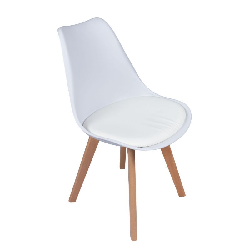 Nowoczesne krzesło Bauerkraft z poduszką w stylu skandynawskim do salonu jadalni kuchni biały 1szt