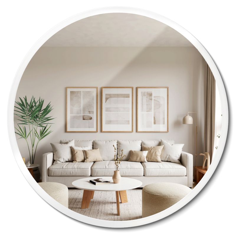 Lustro Okrągłe ArtPrintCave 60 cm Ze Szklaną Białą Obwódką W Stylu Industrialnym 1 szt.