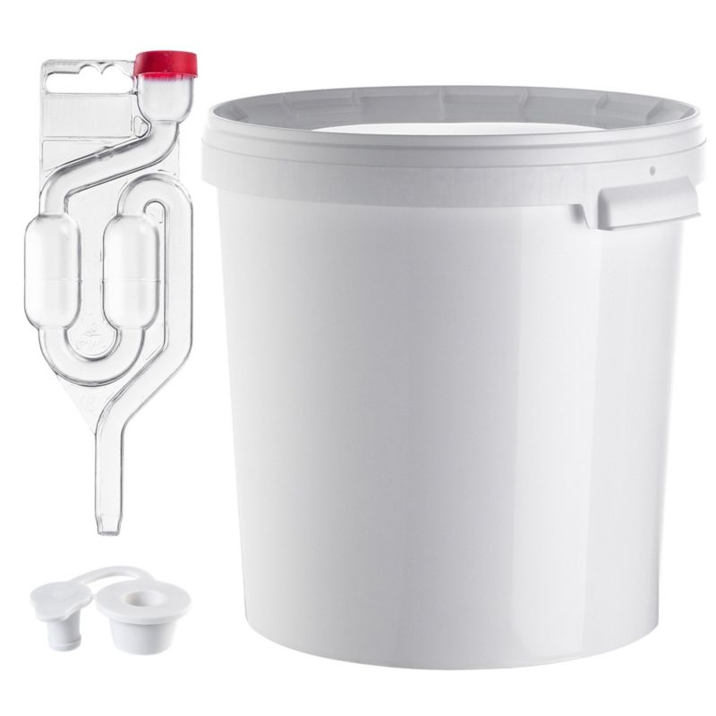 Wiadro fermentacyjne KADAX Zestaw z pokrywą, korkiem fermentacyjny, rurką fermentacyjną białe 33L 1 szt.