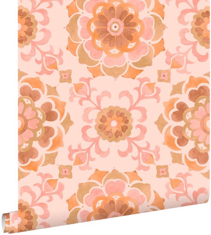 Tapeta ESTAhome motyw płytek różowymIpomarańczowym 50 x 900 cm - 1 rol.