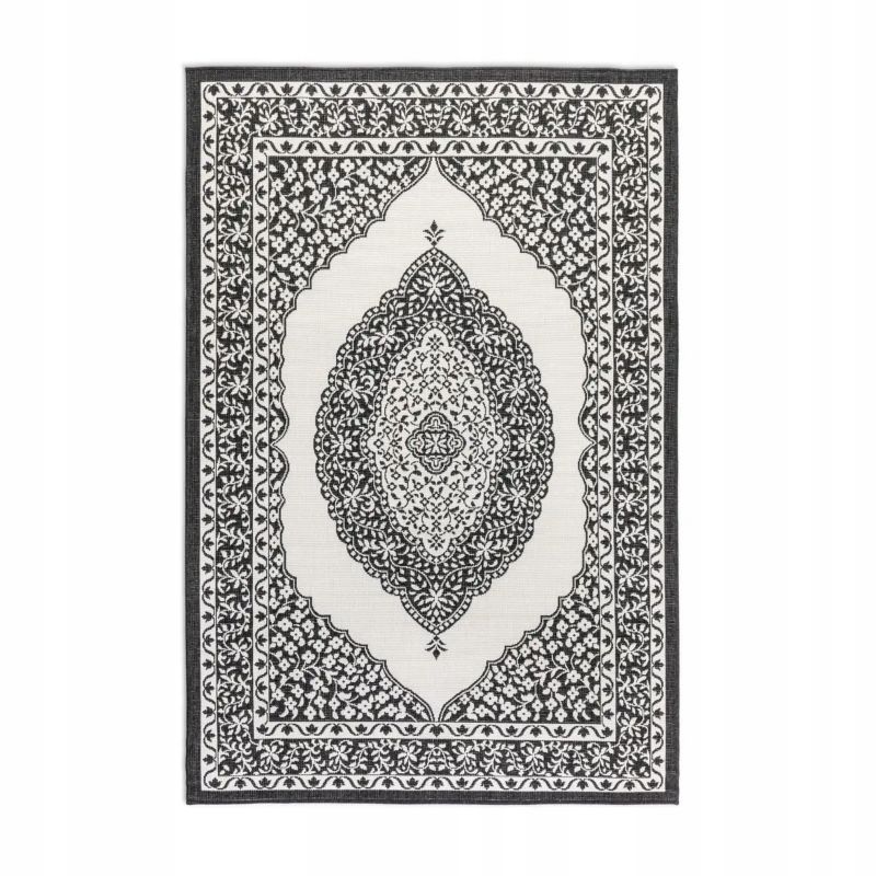 Dywan Elle Decor na taras 80x150cm ,czarno kremowy dwustronny, sznurkowy płasko tkany 1 szt.