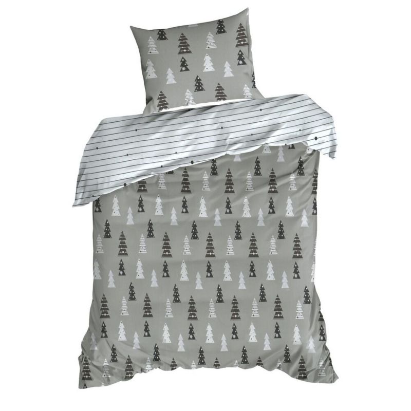 Pościel Świąteczna LENON Eurofirany Szaro Biała Choinki 140X200 cm 2 szt.