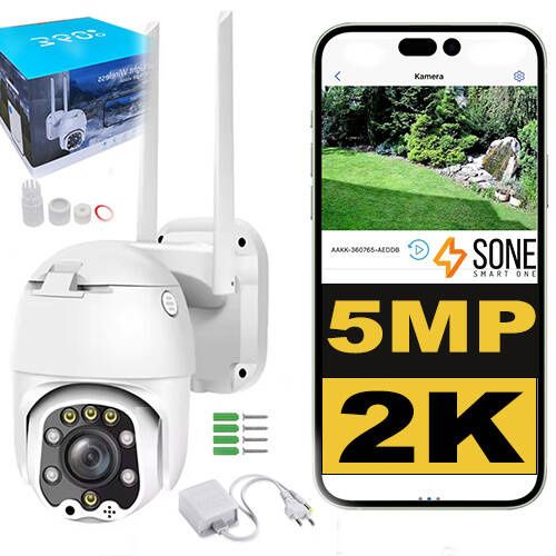 Kamera zewnętrzna Sone obrotowa WiFi 5MP PTZ IP66 2K 1 szt.