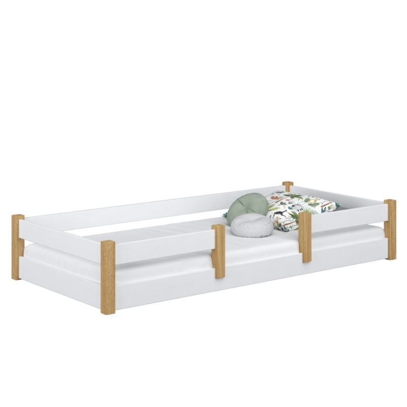 Drewniane łóżko N-WOOD niskie N01 biało dębowy 80x180 1szt.