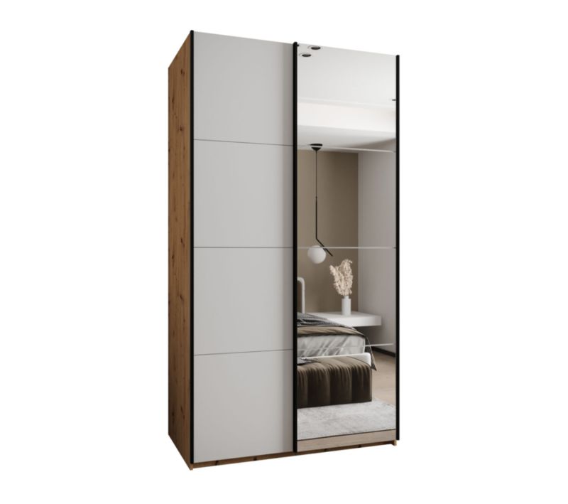 Szafa przesuwna Abiks LUX 3 wysoka szer.140cm artisan/biały/czarny 1szt.