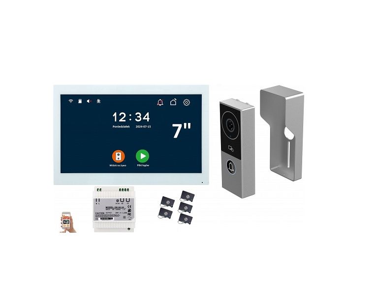 Wideodomofon Reer kw06 1080P Tuya 2 żyłowy pastylki 7" Din 24V 1 szt