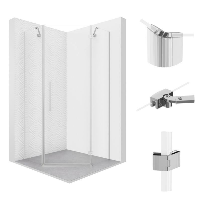 Kabina prysznicowa SEVANTE 100x100cm pięciokątna uchylna LEVANZO chrom 1 szt.