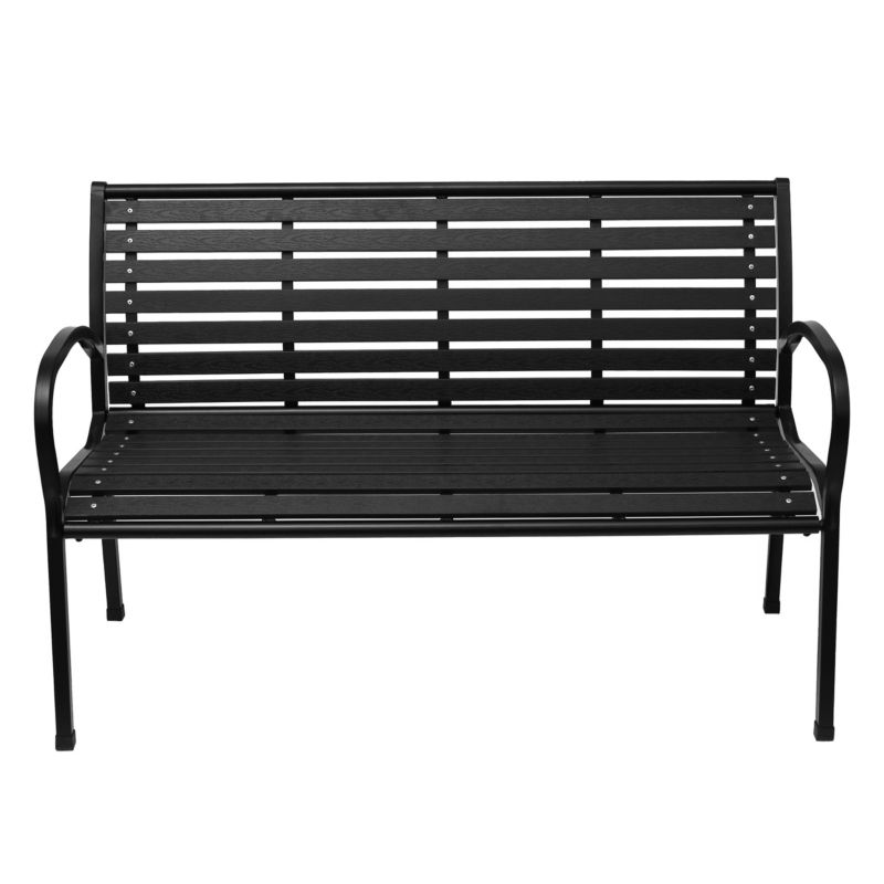 Ławka ogrodowa BAUERKRAFT 126 cm, z oparciem metalowa czarna 1 szt.