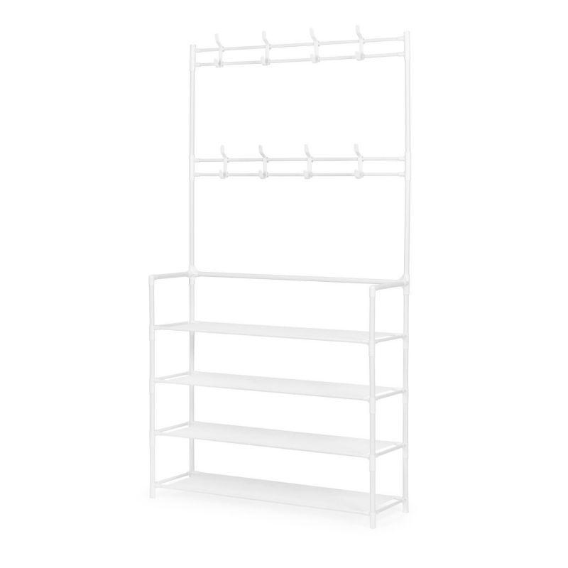 Wieszak na ubrania Bauerkraft stojący z półkami 80x26x150,5 cm biały 1 szt.