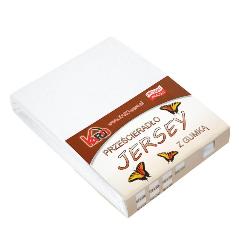 Prześcieradło jersey z gumką KARO 70x140 białe 1 szt.