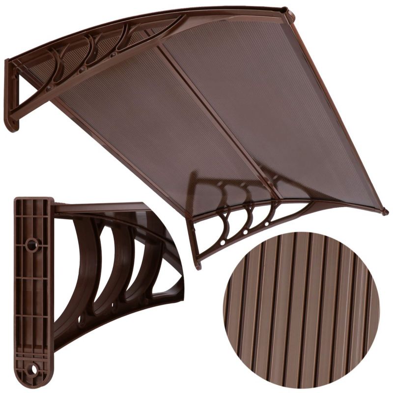Zadaszenie łukowe nad drzwi Springos daszek do drzwi wejściowych 150x80 brązowy, transparentny 1 szt.