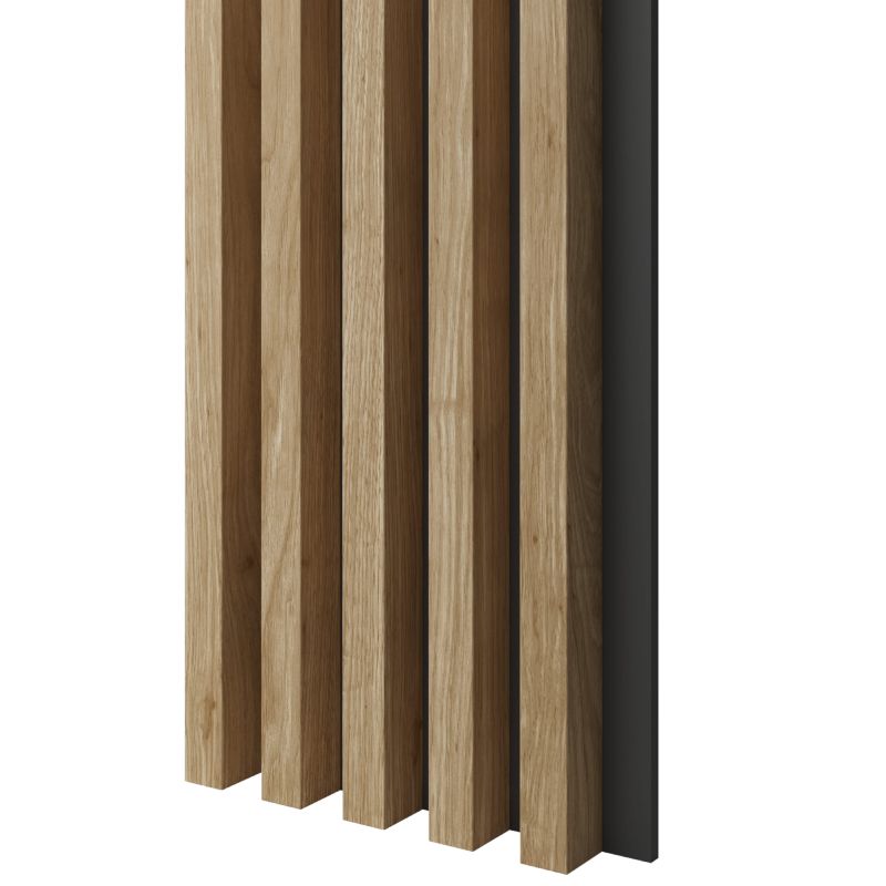 Lamele 3x4cm na czarnej płycie MDF LAMELE3D dąb natura 1 szt