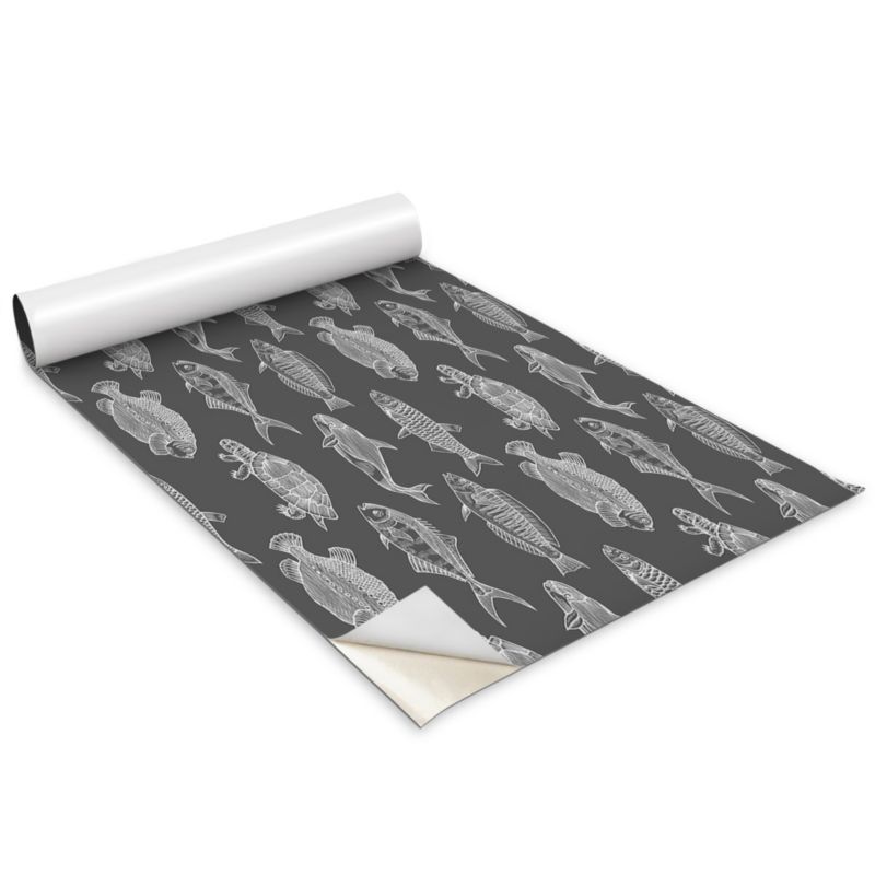 Okleina Meblowa Wallfluent 100x50 cm Rysunkowe ryby i żółwie Folia Na Meble I Szafki 1 rol.
