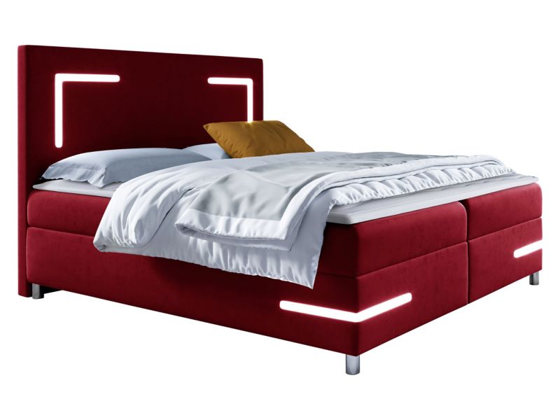 Łóżko kontynentalne MIRJAN 24 Delos LED 120x200 karminowa czerwień 1 szt.