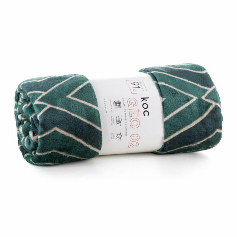 Koc Geo/02 Eurofirany zielony 150x200 cm miękki gruby 1 szt.