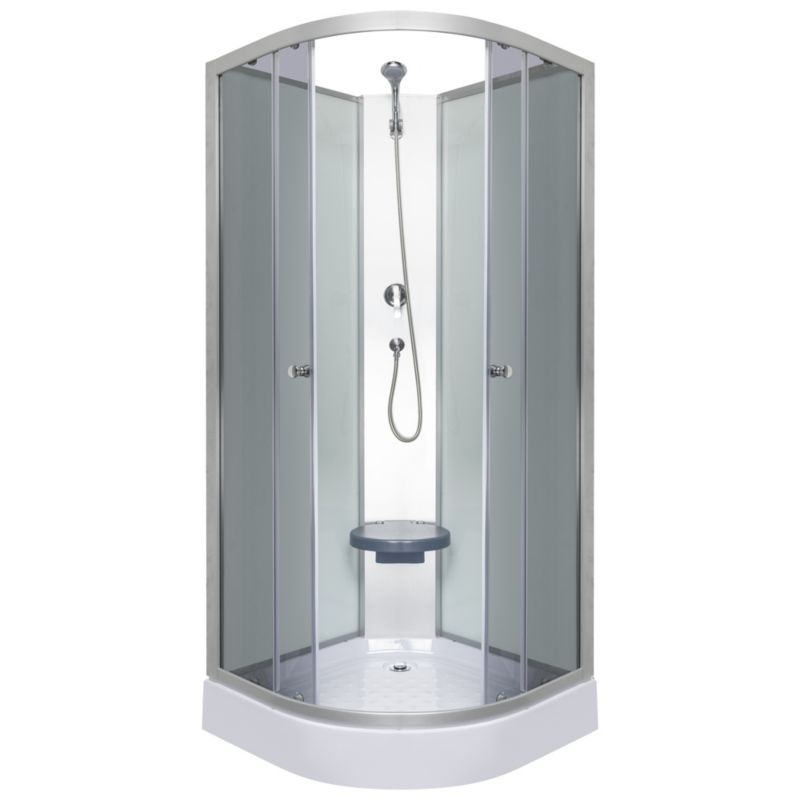 Kabina prysznicowa zamknięta czterościenna Kerra Evora 90x90 satynowe profile białe tylne ścianki 1 szt.