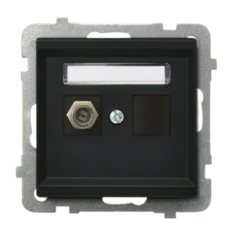 Gniazdo Antenowe Typu F Pojedyncze Ospel Czarny Metalik Podtynkowe 1 szt.